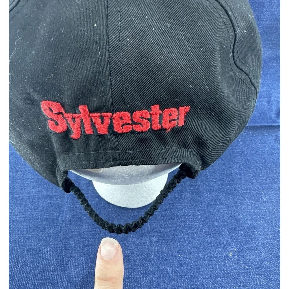 VTG 1993 Looney Tunes Sylvester Baseball Hat Black Red Strapback Cap Cartoon‎